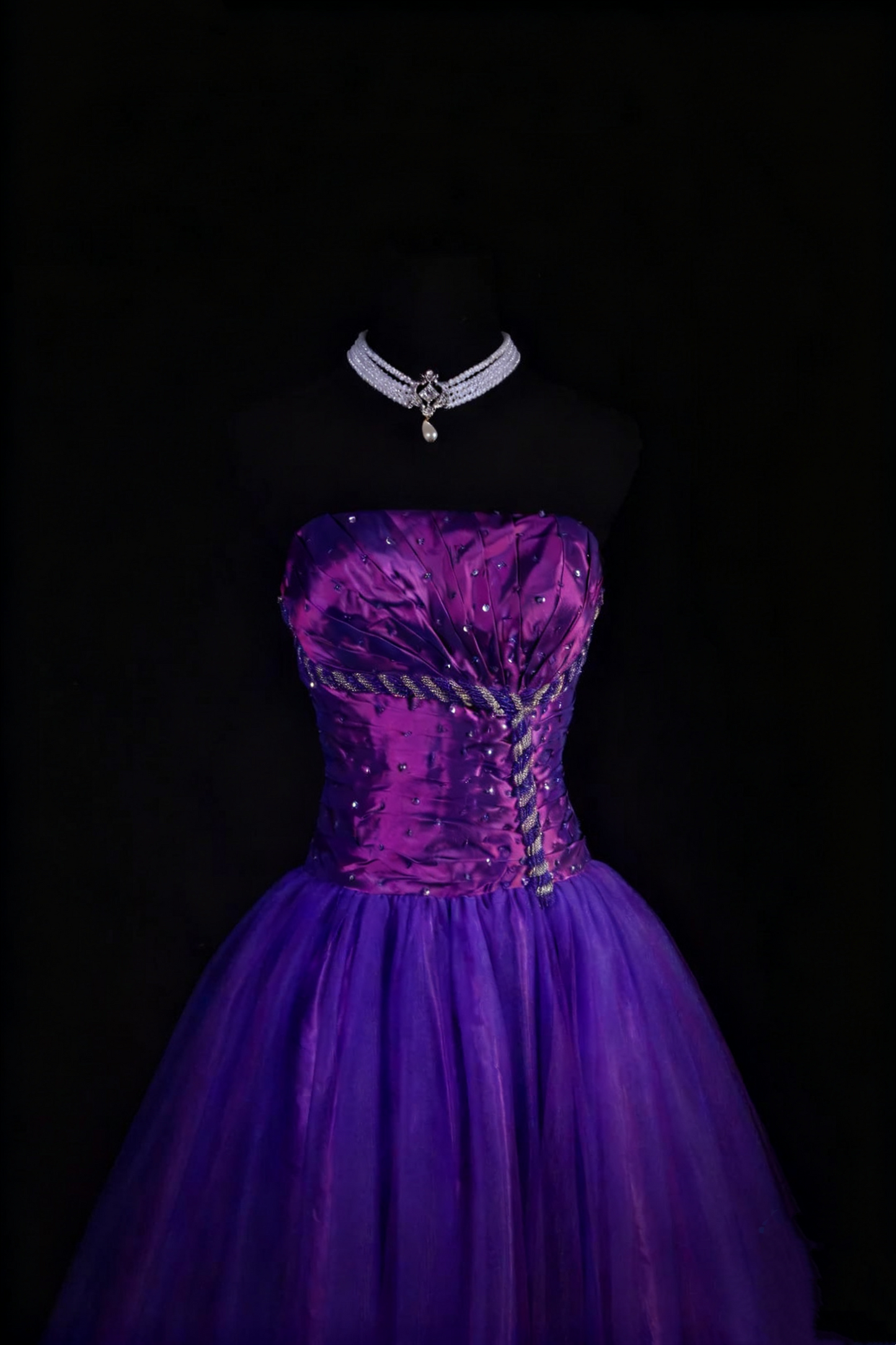NiceVestidos--Vintage Purple Delicate Beaded Long Satin Tulle Ball Gown Graduation Dress NV5861