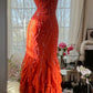 Vintage Abendkleider, Orange Meerjungfrau Ärmellose Lange Partykleider nv4330
