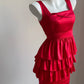 Red ruffle short satin homecoming dress birthday dress nv5159