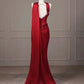 Burgundy Beaded Long Satin Ball Gown Evening Dress nv4436