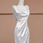 White floral elegant long satin party dress prom dress evening gown nv4542