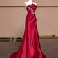 Red Beaded Long Satin Floor Length Ball Gown Evening Dress nv5050