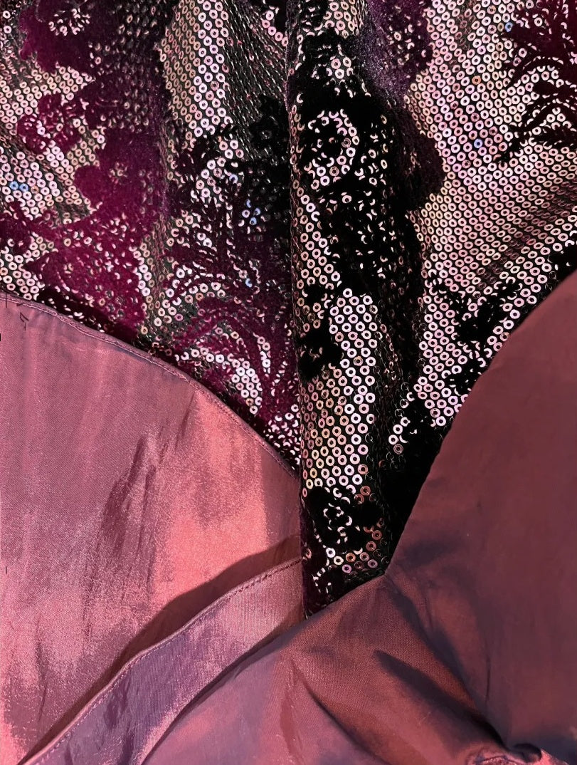 Robe de soirée longue en satin et dentelle violette, style sirène, nv4321