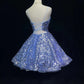 Blue Shiny Princess Sequin Short Fashion Homecoming Dress Prom Dress Evening Dress Elsa's Ice Party nv4287