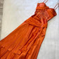 NiceVestidos--Orange Satin Embroidered Spaghetti Strap Prom Dress NV5759