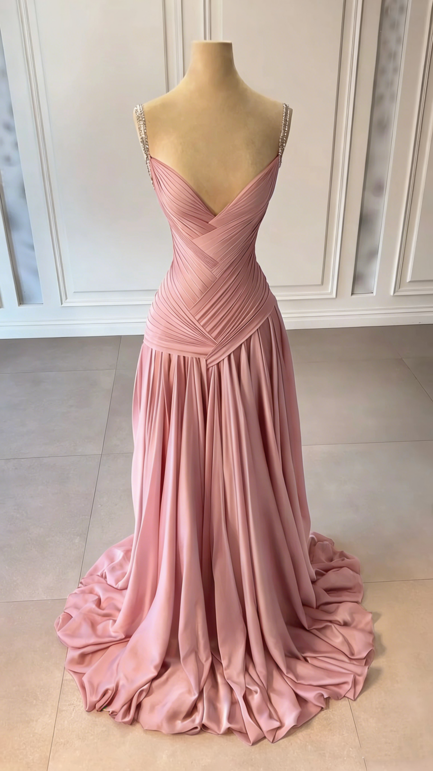 NiceVestidos-_ Evening Gown Blue Satin Floor-Length Evening Gown NV5951