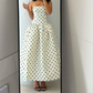 White polka dot fashionable mid-length chiffon homecoming dress birthday party dress nv5283