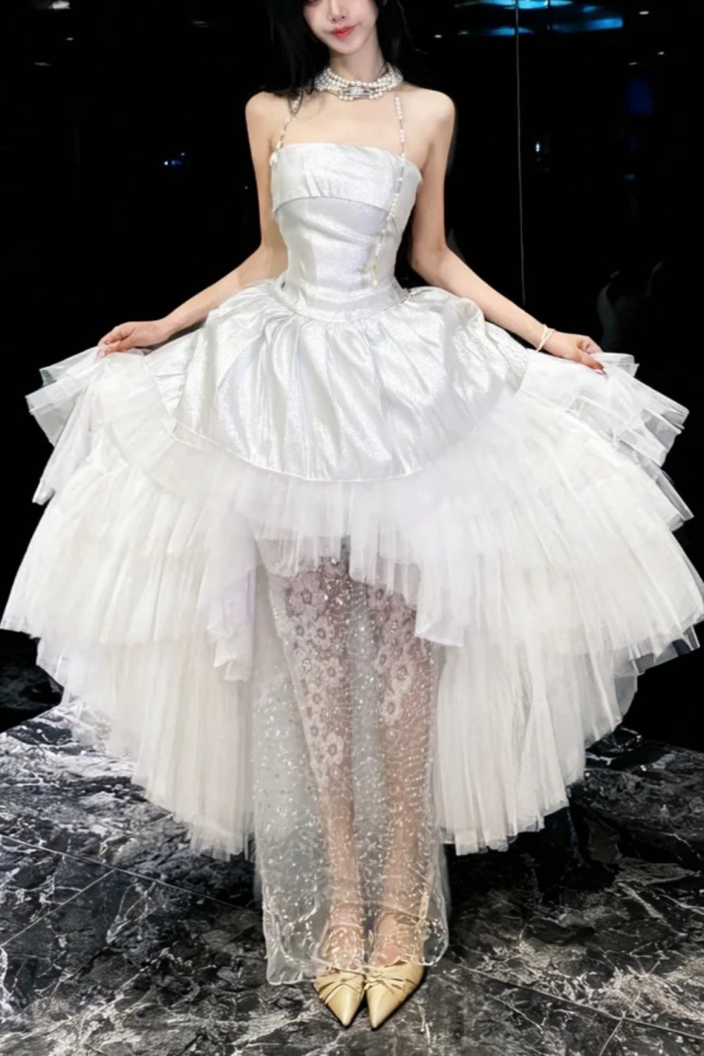 White short long dress NV6728