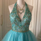 Blue Beaded Short Tulle Princess Homecoming Dress Birthday Party Dress nv4710