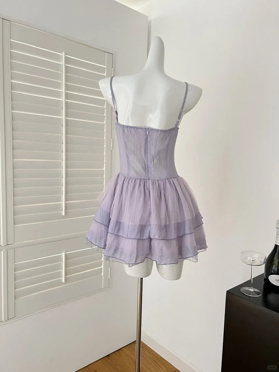 Lila Süßes Blumen Kurzes Chiffon Homecoming Kleid Ballkleid Abendkleid Geburtstagskleid nv4638