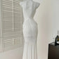White Elegant Long Halter Neck Rhinestone Homecoming Dress Birthday Party Dress Prom Dress Evening Dress nv4632