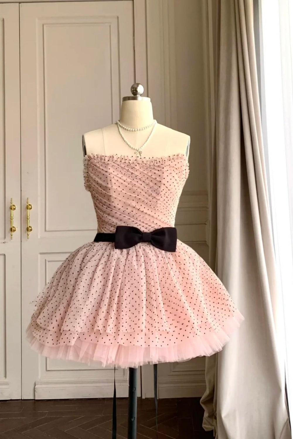 NiceVestidos--Short Homecoming Dress Birthday Dress Tulle Polka Dot Puffy Dress NV5671