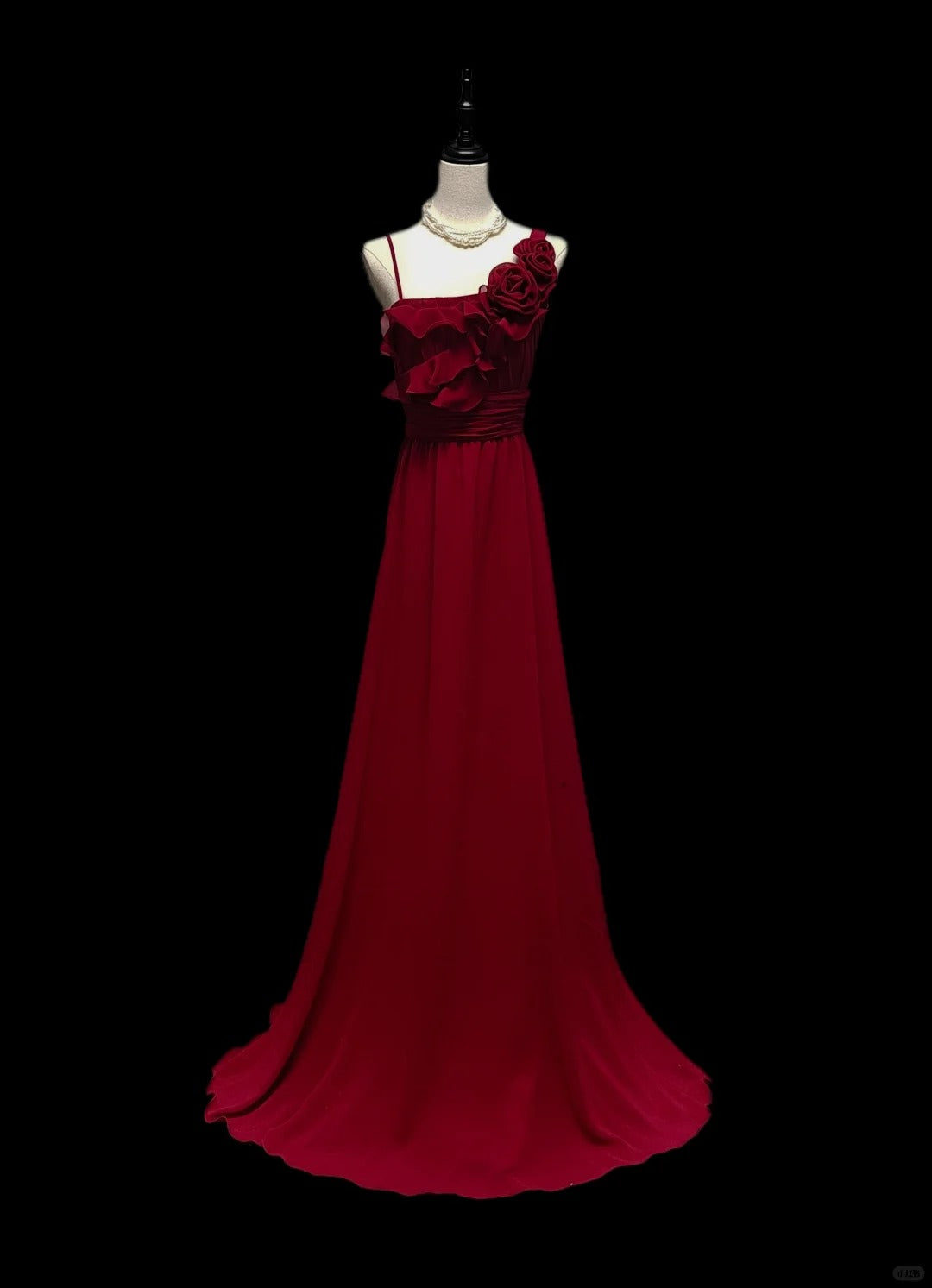 Red Elegant Beautiful Exquisite Floral Long Floor Length Chiffon Tulle Ball Gown Evening Gown Party Dress Prom Gown nv3982