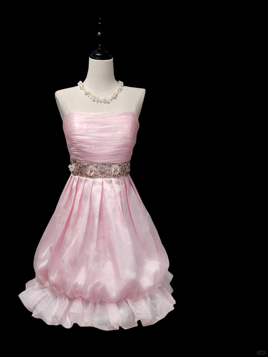 Rosa Mode Elegant Exquisite Perlen Kurzes Tüll Chiffon Homecoming Kleid Ballkleid Abendkleid Geburtstag Party Kleid Ballkleid nv3967