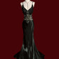 Black Gorgeous Exquisite Gem Beaded Long Floor Length Satin Ball Gown Evening Gown Party Dress Prom Gown nv3981