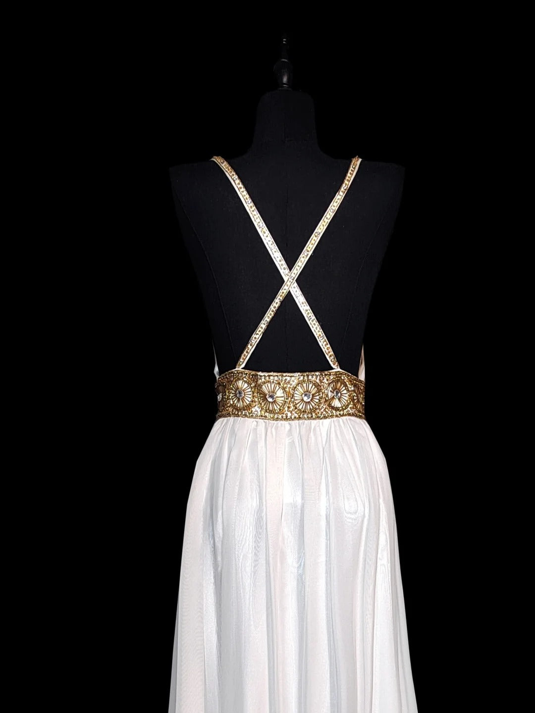 Weißes Vintage Griechische Göttin Modisch Elegant Exquisite Perlenträger Langes Chiffon Ballkleid Abendkleid Abschlussballkleid Hochzeit Brautjungfernkleid nv3867