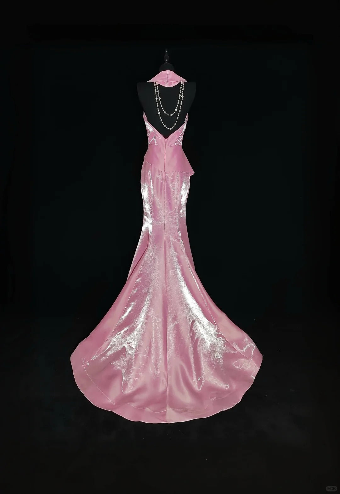 Rosa Elegante Mode Exquisite Perlen Lange Satin Meerjungfrau Schlank Bodenlangen Schleppe Ballkleid Abendkleid Ballkleid nv3870