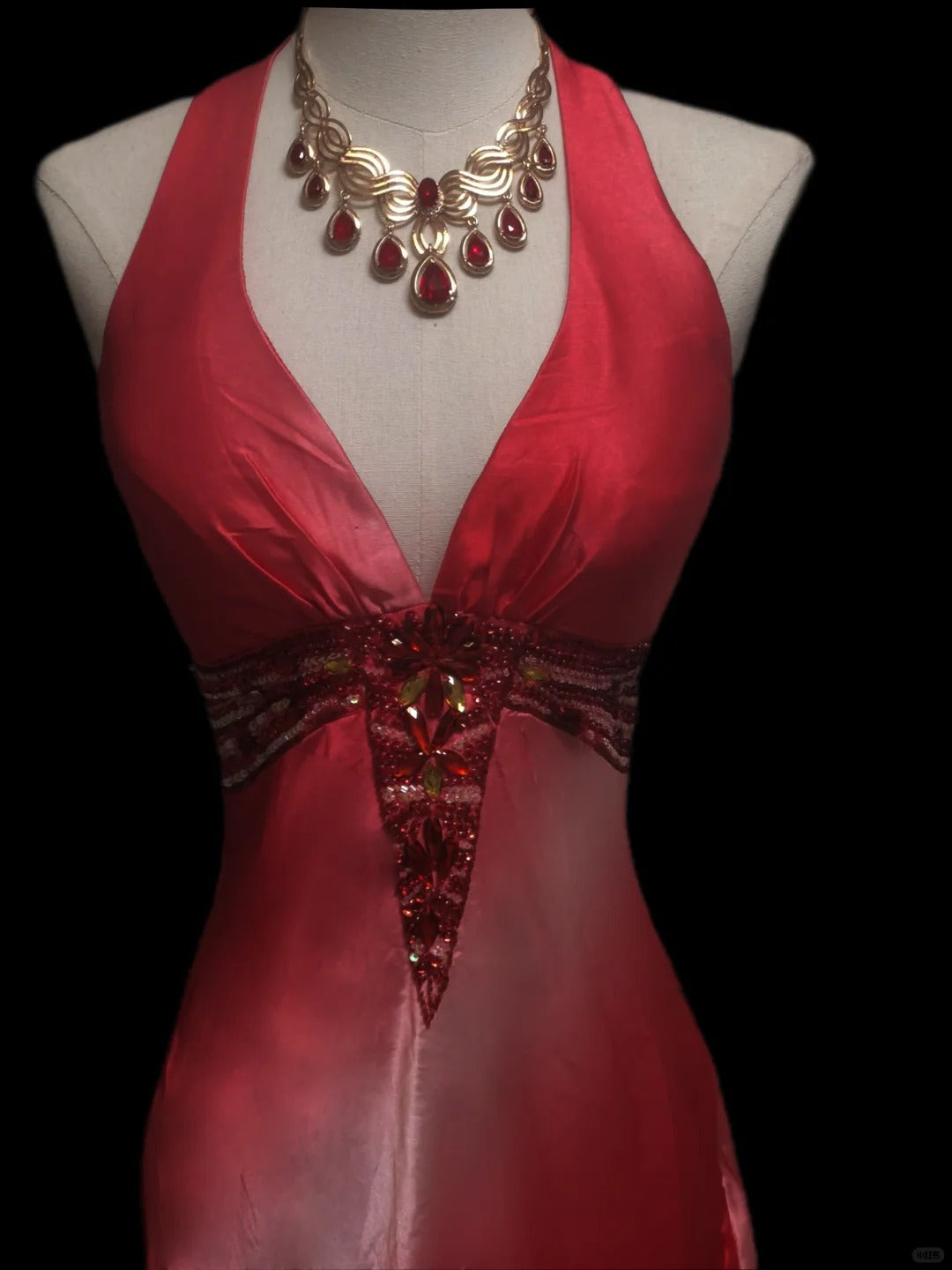 Pink Fashion Gradient V-neck Exquisite Gem Beaded Long Chiffon Ball Gown Evening Gown Party Gown Prom Dress nv3913