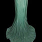 Mintgrünes, elegantes V-Ausschnitt-Kleid mit langem Meerjungfrau-Schlank-Fischschwanz-Rock aus Satin mit bodenlanger Schleppe, Ballkleid, Abendkleid, Partykleid, Abschlussballkleid nv3861