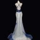 Blue Gorgeous Elegant One Shoulder Beautiful Exquisite Floral Beaded Long Floor Length Tulle Chiffon Ball Gown Evening Gown Party Dress Prom Gown nv3985
