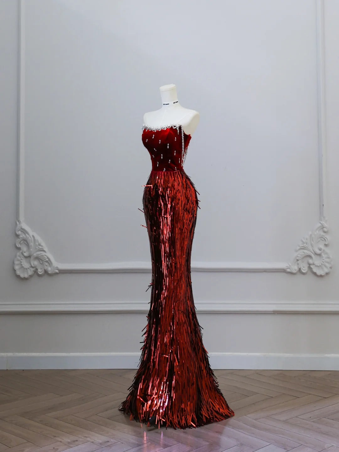 Robe de soirée élégante et longue, style sirène, bordeaux, magnifique et brillante, robe de bal, robe de remise de diplôme, nv4335