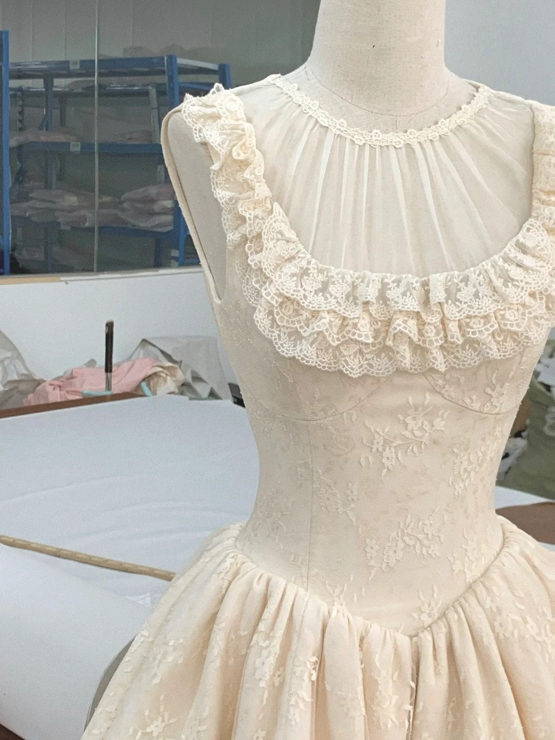 Weißes süßes kurzes Heimkehrkleid aus Spitze, Ballkleid, Geburtstagskleid, nv4516