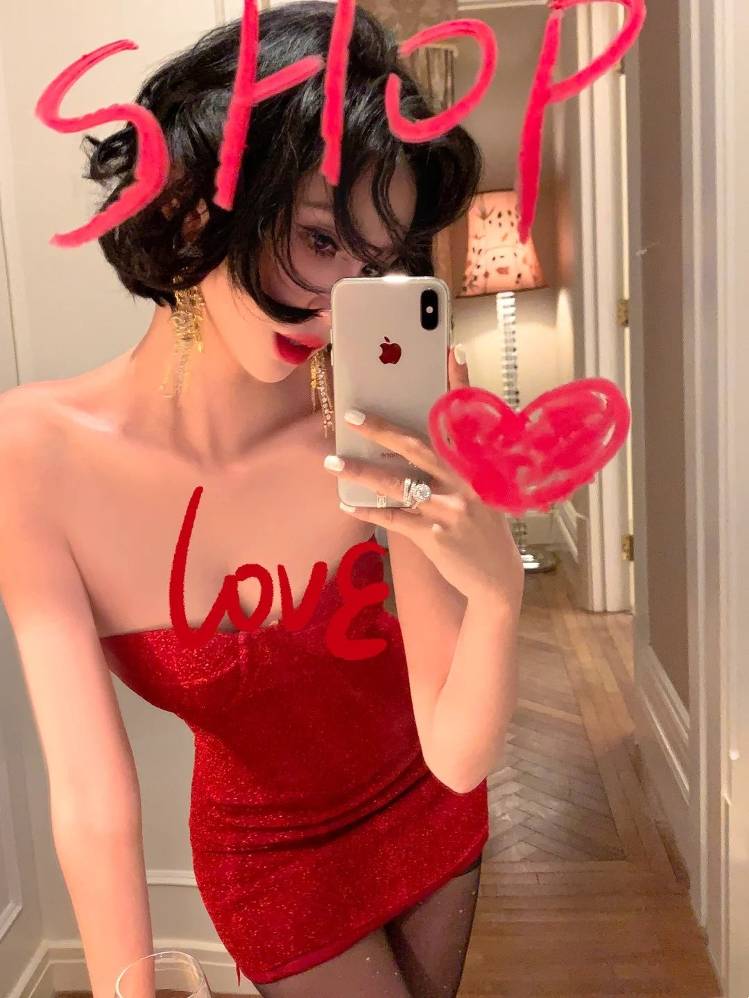 Bright Red Sequin Bandeau Mini Dress: Back Lace-up, Fitted Bodycon, Party Centerpiece Gown NV6412