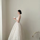 White Gorgeous Stylish Elegant Long Exquisite Floral Tulle Ball Gown Evening Gown nv4068