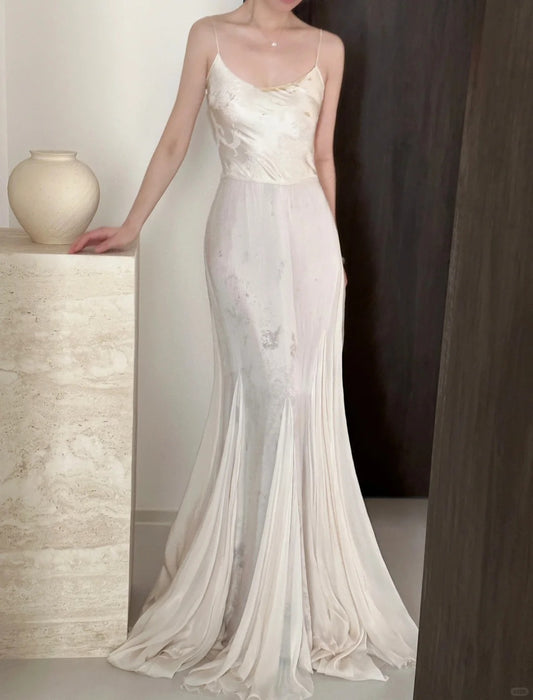 Weißes elegantes Vintage-Mode-romantisches langes bodenlanges Chiffon-Ballkleid-Abendkleid Geburtstags-/Urlaubs-/Hochzeitskleid-Abschlussballkleid nv4073