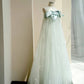 Mint Green Tulle Long Satin Ball Gown Evening Dress Party Dress nv4685