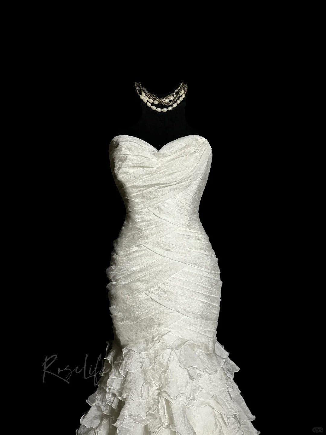 Ivory White Elegant Exquisite Long Tulle Mermaid Slim Floor Length Train Ball Gown Evening Gown Party Dress Wedding Dress nv4135