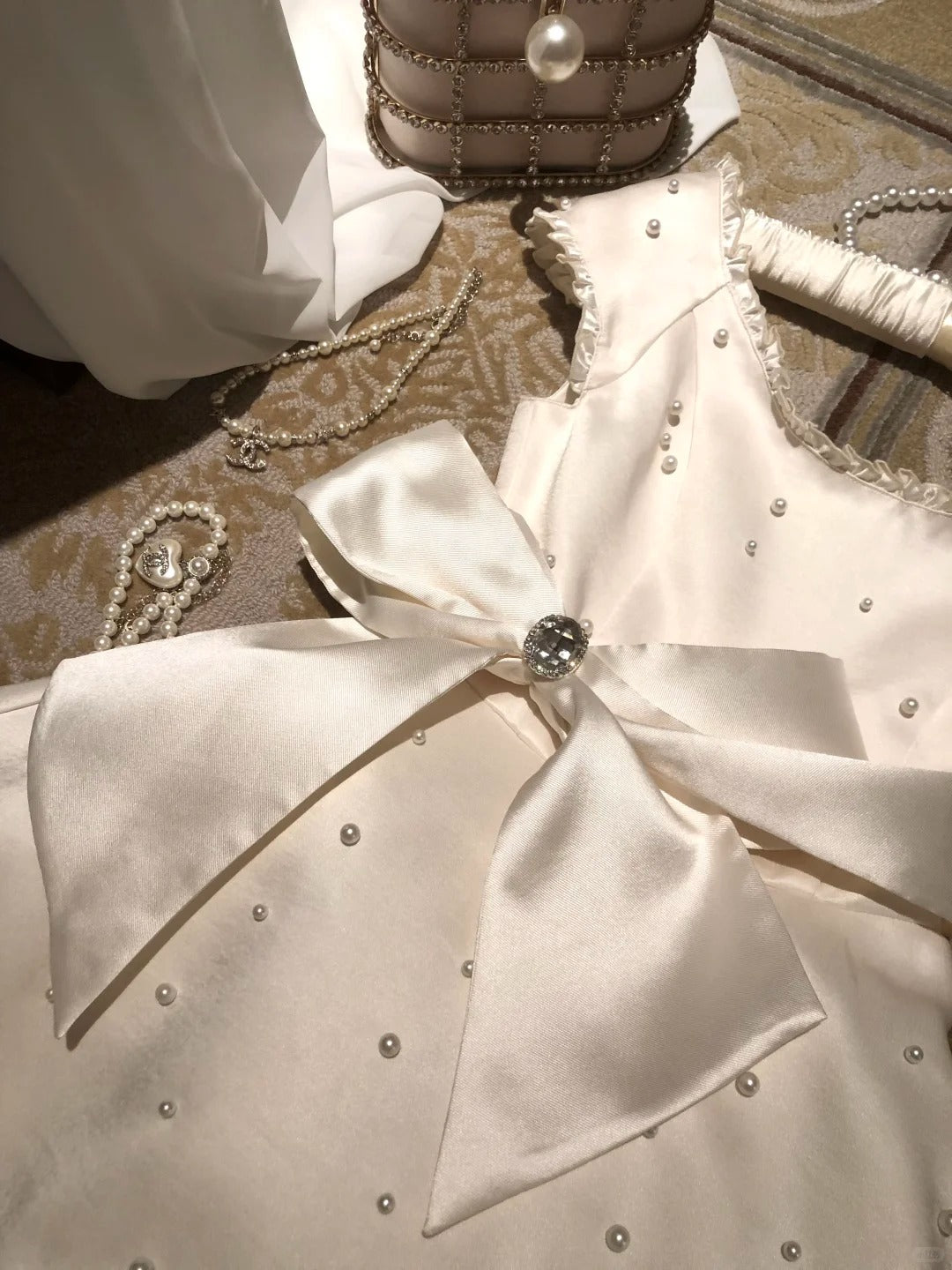 Weißes, modisches, perlenbesetztes Homecoming-Kleid, Ballkleid, Geburtstagskleid, Abendkleid, nv4443