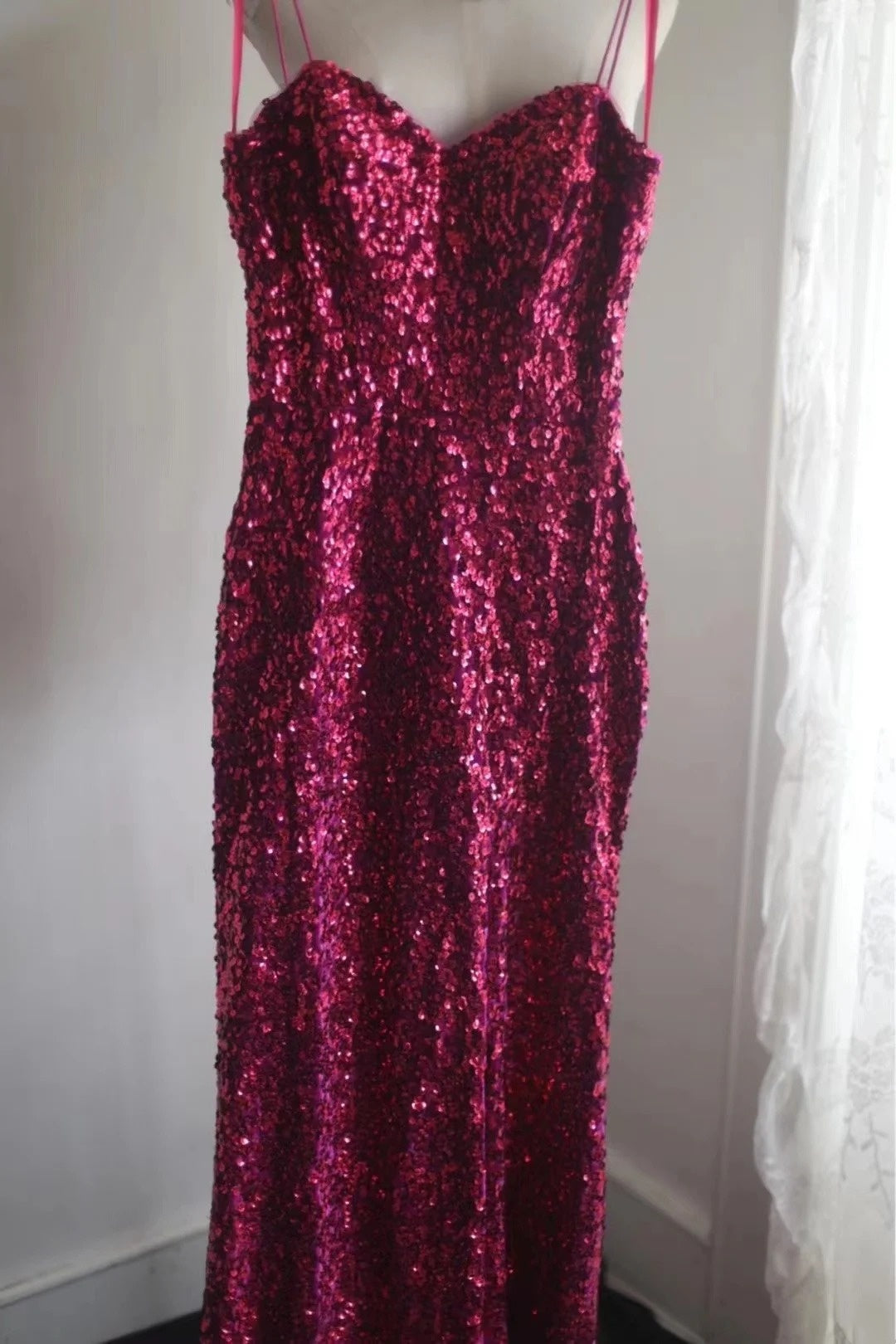 Pink Sparkling Glitter Long Tight Dress NV6583