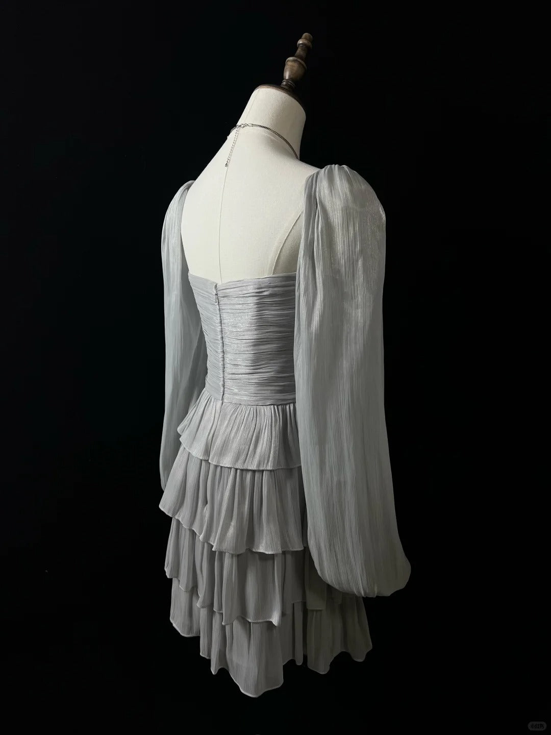 Silver Cute Short Satin Homecoming Dress Birthday Dress nv4788