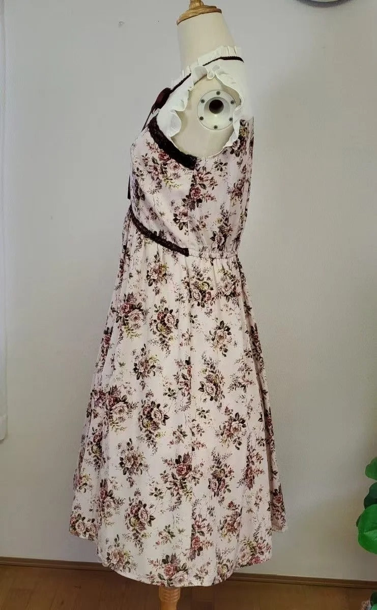 NiceVestidos – Kurzes Chiffon-Heimkehrkleid für Mädchen, Retro-Blumenkleid, pastoraler Retro-Stil NV5660