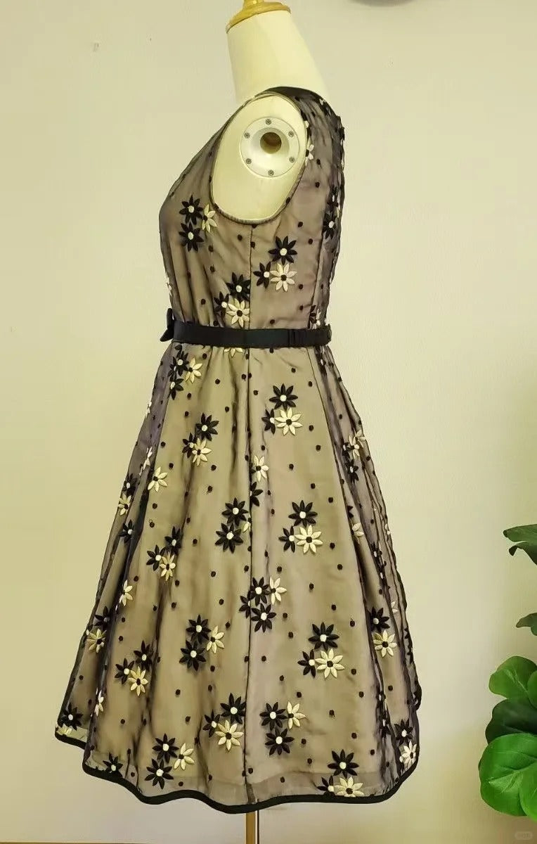 NiceVestidos -- Kurzes Homecoming-Kleid, Mädchenkleid, Retro-Outfit, Vintage-Kleid mit Netzstickerei, NV5662