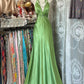 Green Vintage Elegant Long Mermaid Satin Ball Gown Evening Gown Party Dress Prom dress nv4206