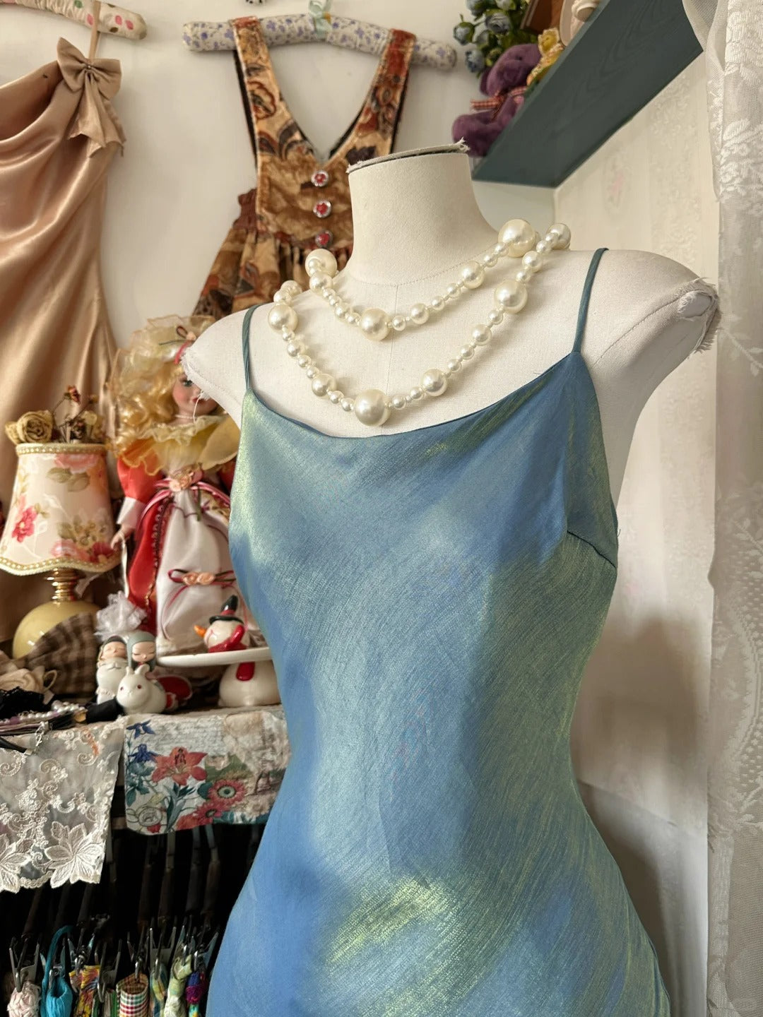 Blaues glänzendes Meerjungfrau-Retro-Elegantes langes Satin-Heimkehrkleid Geburtstagspartykleid nv4627