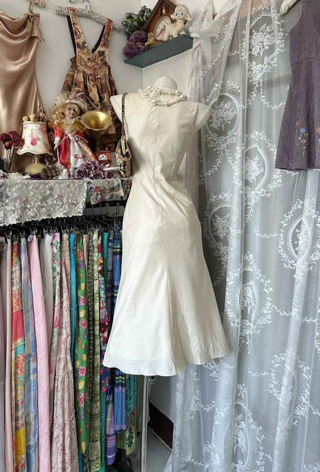 Homecoming dress white retro simple fashion mid-length satin prom dress nv5424