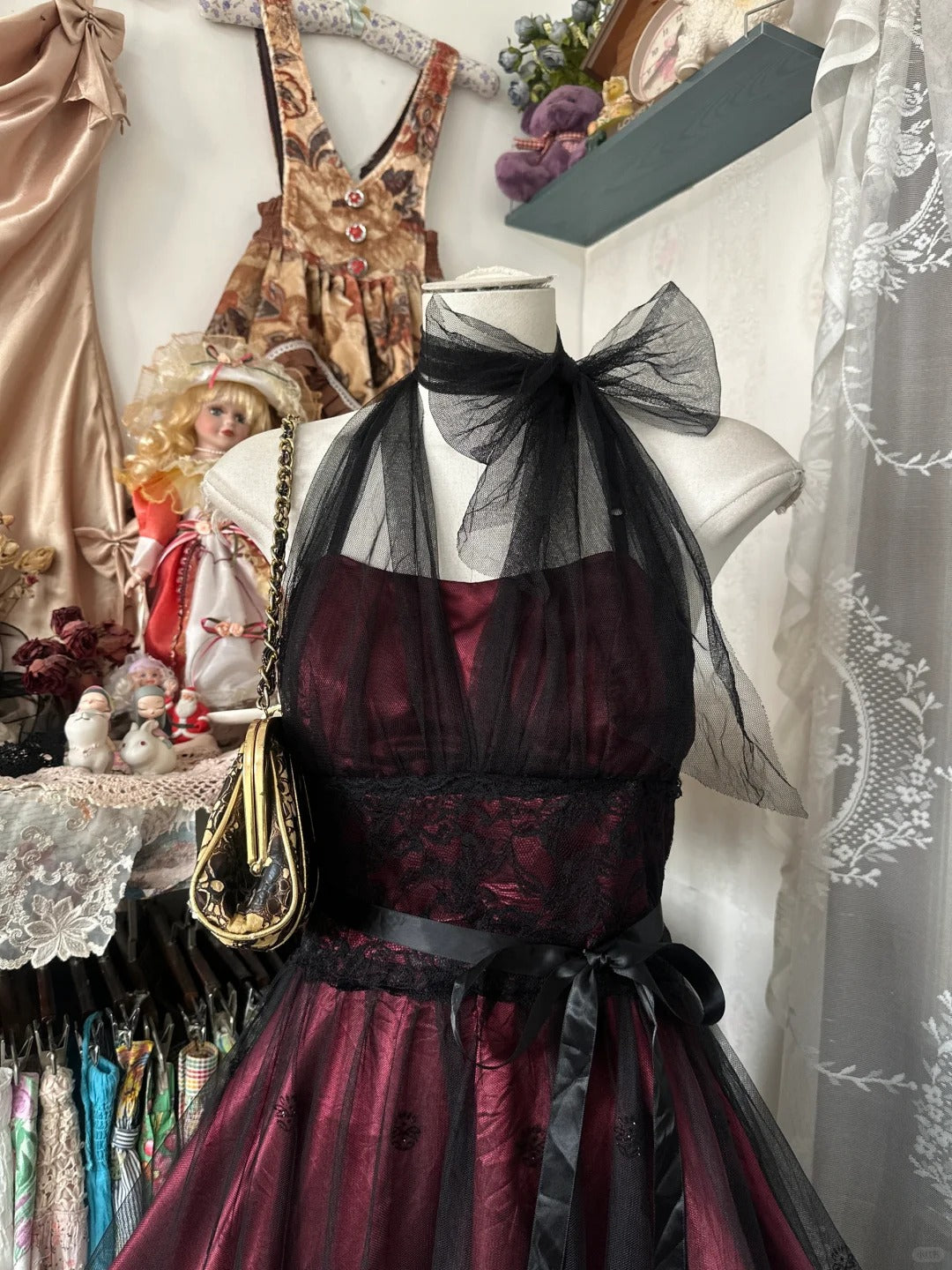 Burgundy Vintage Short tulle Homecoming Dress Prom Dress Party Dress nv4306