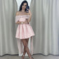 Pink Off Shoulder A-Line Short Prom Dress Homecoming Dress Birthday Dress nv2150