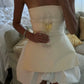 White Solid Strapless Homecoming Dress Short Mini Prom Party Dress nv2198