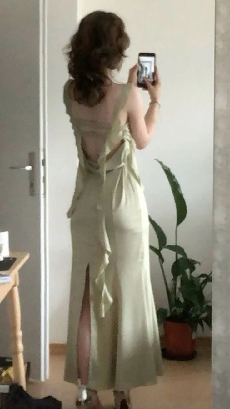 Grünes schönes elegantes Rüschen Meerjungfrau langes Ballkleid Abendkleid Partykleid NV2373