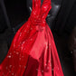 Red shiny elegant sexy long ball gown evening dress party dress nv4684