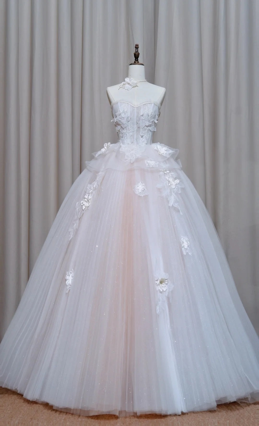 NiceVestidos-_Elegant and delicate pink floral long ball gown/princess dress NV5989