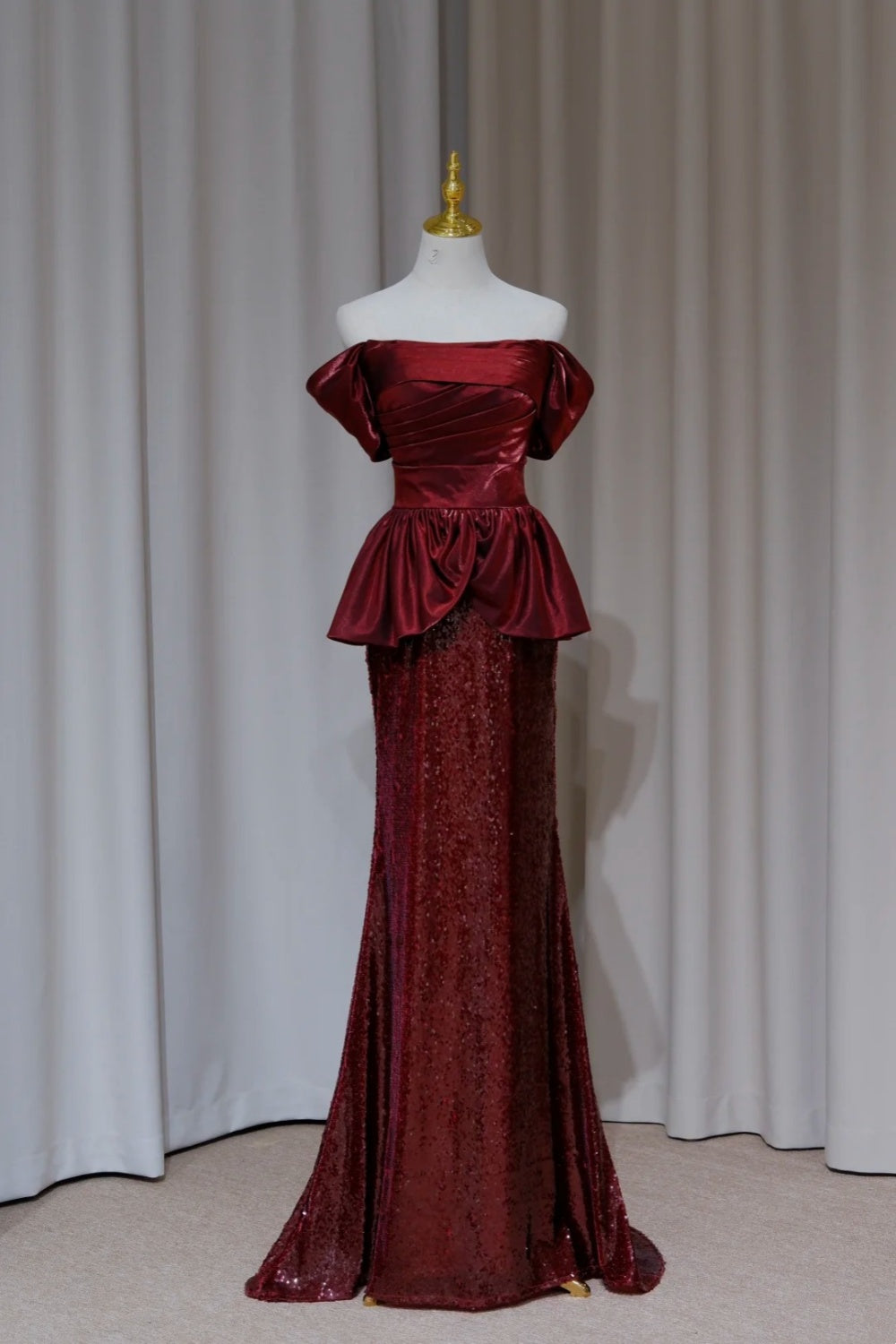 NiceVestidos-_Burgundy elegant sparkling long ball gown formal dress NV5990