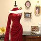 Rotes, zartes, langes Meerjungfrauen-Kleid im Slim Fit mit bodenlanger Satin-Ballkleid, Abendkleid, Partykleid, NV4171