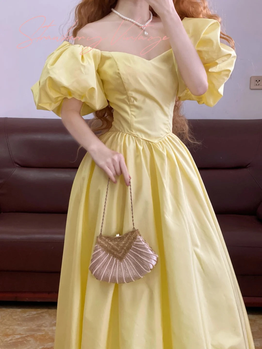 Gelbes klassisches elegantes langes Tüll-Ballkleid, Abendkleid, Gartenpartykleid, nv5021