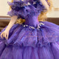 Purple applique vintage elegant long princess tulle ball gown nv5030