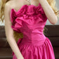 Pink Vintage Elegant Floral Long Satin Princess Evening Dress Birthday Party Dress nv5007